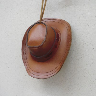LEATHER COWBOY HAT--RED TRIM
