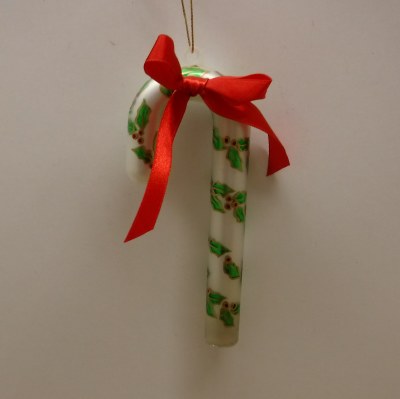 CANDY CANE GLASS WITH HOLLY