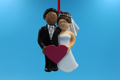 BLK GROOM AND  BRN HAIR BRIDE