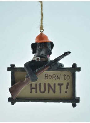 BORN TO HUNT DOG ON PLAQUE