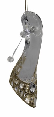 CLEAR W/GOLD HIGH HEELS