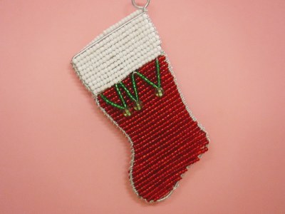 BEADED CHRISTMAS STOCKING