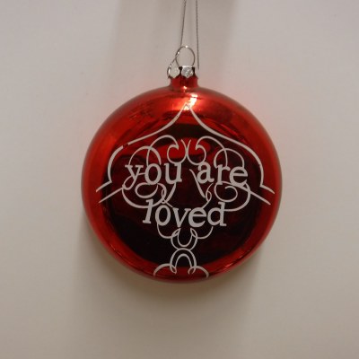 &quot;YOU ARE LOVED&quot; RED GLASS DISC