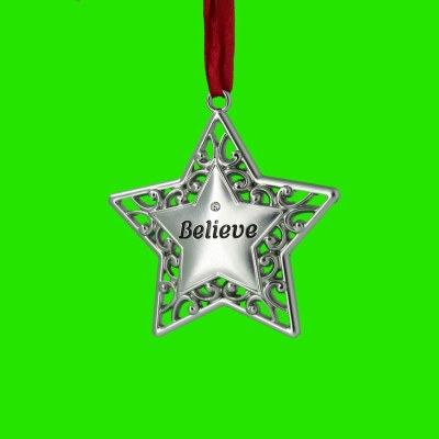 SILVER METAL STAR BELIEVE