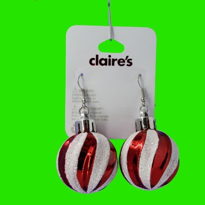 RED AND WHITE BALL EARRINGS