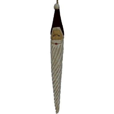 CARVED WOODEN SANTA ICICLE