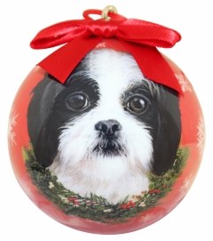 SHIH TZU BLACK AND WHITE BALL