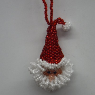 SANTA HEAD GLASS BEADED