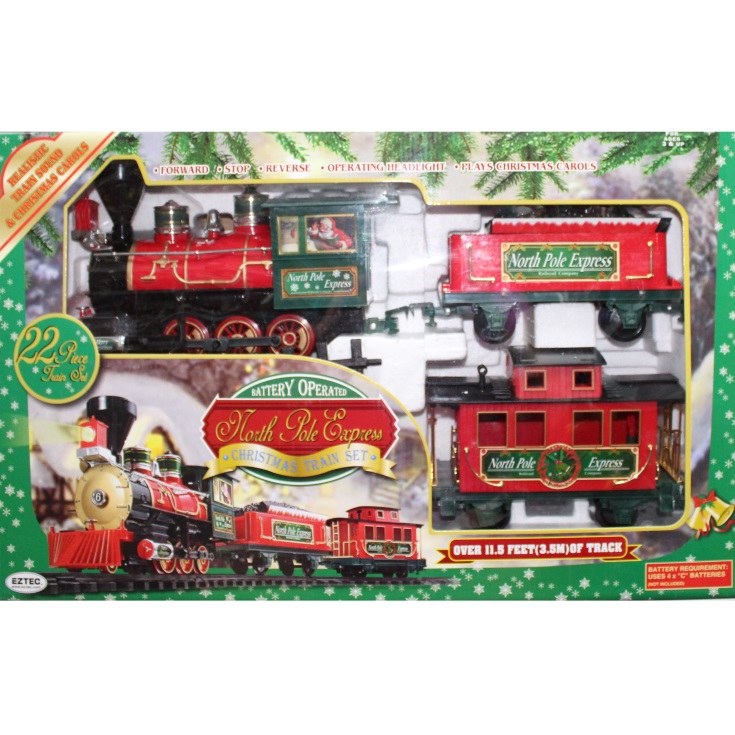 NORTH POLE EXPRESS EZTEC Christmas Train Set 22 authentic PIECE BATTERY Operated New