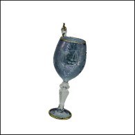 EGYPTIAN GLASS WINE GLASS BLUE