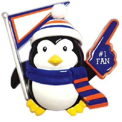 #1 FAN PENGUIN IN BLUE AND ORANGE