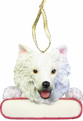 AMERICAN ESKIMO DOG WITH NAME PLATE