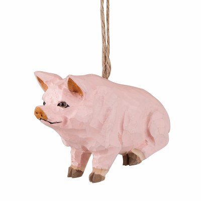 CARVED WOODEN PIG