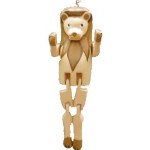 WOOD CARVED LION WITH DANGLE LEGS
