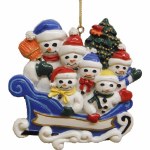 FAMILY OF 6 SNOWMEN IN SLEIGH