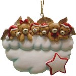 FAMILY OF 5 BEAR ANGELS ON CLOUD