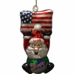 GLASS PATRIOTIC SANTA