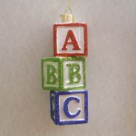 SET OF GLASS BABY BLOCK ORNAMENT