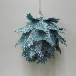 TEAL HOLY LEAF ORNAMENT