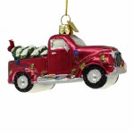 GLASS RED TRUCK WITH TREE