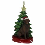 CHOCOLATE LAB  WITH TREE