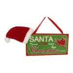 SANTA PLEASE STOP....WOODEN PLAQUE