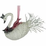 SWAN WITH PINK SCARF AND SILVE