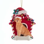 GOLDEN RETRIEVER W DOG HOUSE