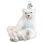 GLISTENING POLAR BEAR WITH CUB