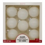 8 PK SPARKLE WHITE GLASS BALLS