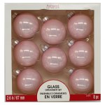 8 PK SHINY PINK GLASS BALLS