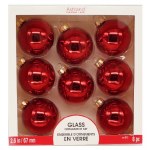 8 PK SHINY RED GLASS BALLS