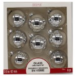 8 PK SILVER SHINY GLASS BALLS