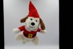 WHITE DOG BROWN EAR SANTA SUIT