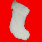 WHITE FAUX FUR CHRISTMAS STOCKING