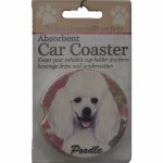 WHITE POODLE CAR COASTER