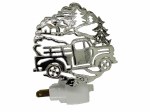 SILVER TRUCK WOODED SCENE