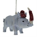 RHINO WITH HAT AND HORN WARMER