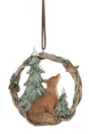 FOX IN WREATH LOOKING UP