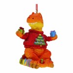 ORANGE DINOSAUR WITH SWEATER