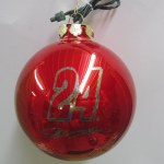 RED GLASS BALL WITH # 24  LIGHT UP