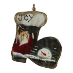 WOODEN SANTA BOOT JOY