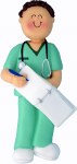 BROWN HAIR NURSE IN GREEN  SCRUBS