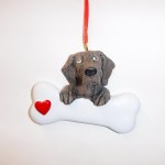 WEIMARANER WITH BONE