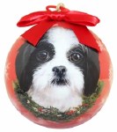 SHIH TZU BLACK AND WHITE BALL