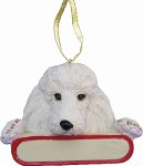 WHITE POODLE WITH NAME PLATE