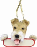 WIRE FOX TERRIER WITH NAME PLATE