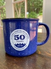 50th Ceramic Campfire Mug in Blue