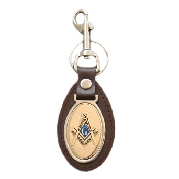 Mason Leather Shield Keychain