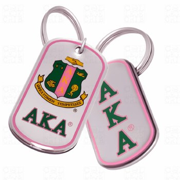 Alpha Kappa Alpha Silver Dogtag Keyring